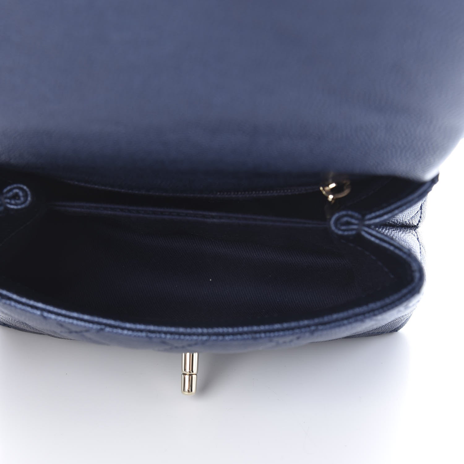 Chanel Metallic Caviar Quilted Extra Mini Coco Handle Flap Dark Blue 6 of 12