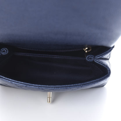 Chanel Metallic Caviar Quilted Extra Mini Coco Handle Flap Dark Blue 6 of 12