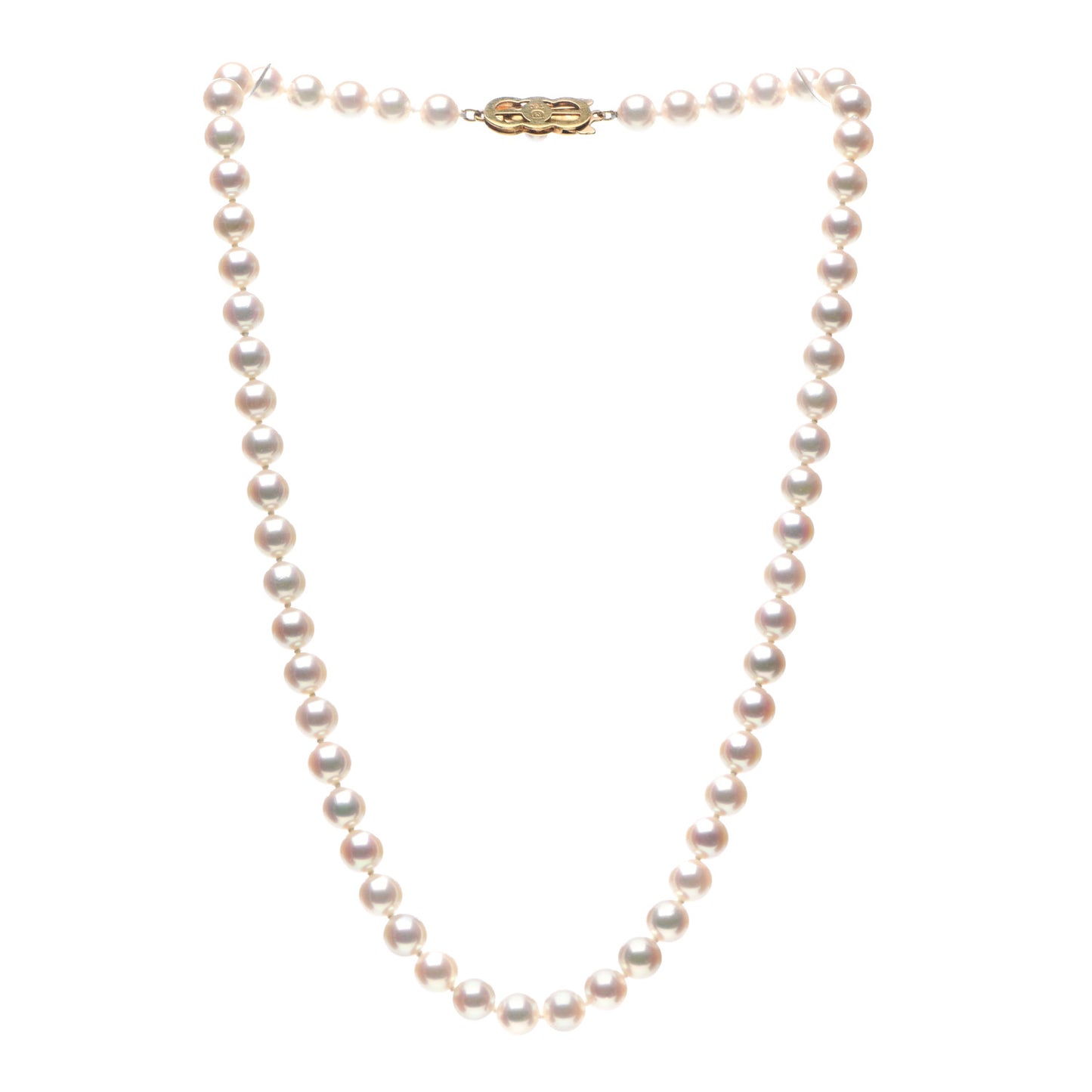 18K Yellow Gold Akoya Pearl 6-6.5mm Strand Necklace 16"