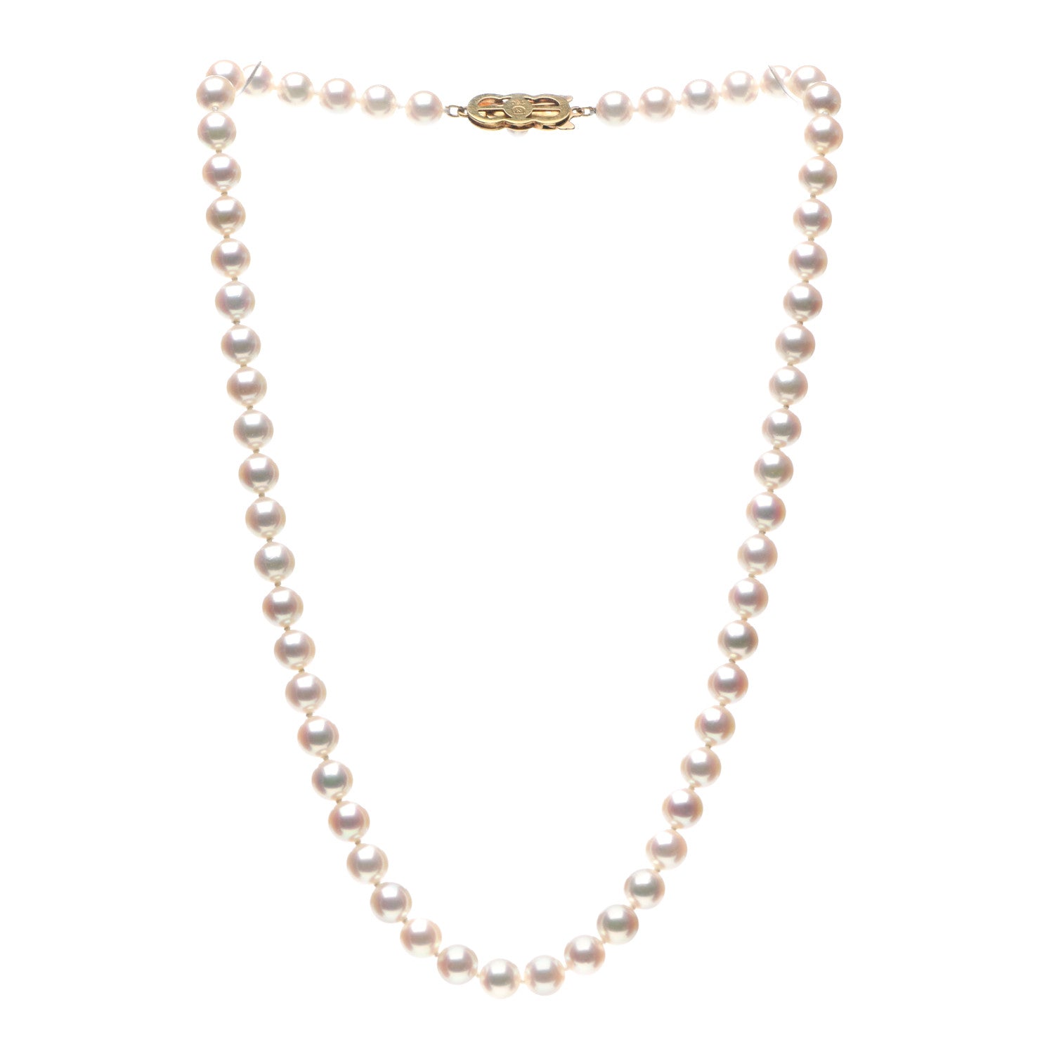 Mikimoto 18K Yellow Gold Akoya Pearl 6-6.5mm Strand Necklace 16" 3 of 4