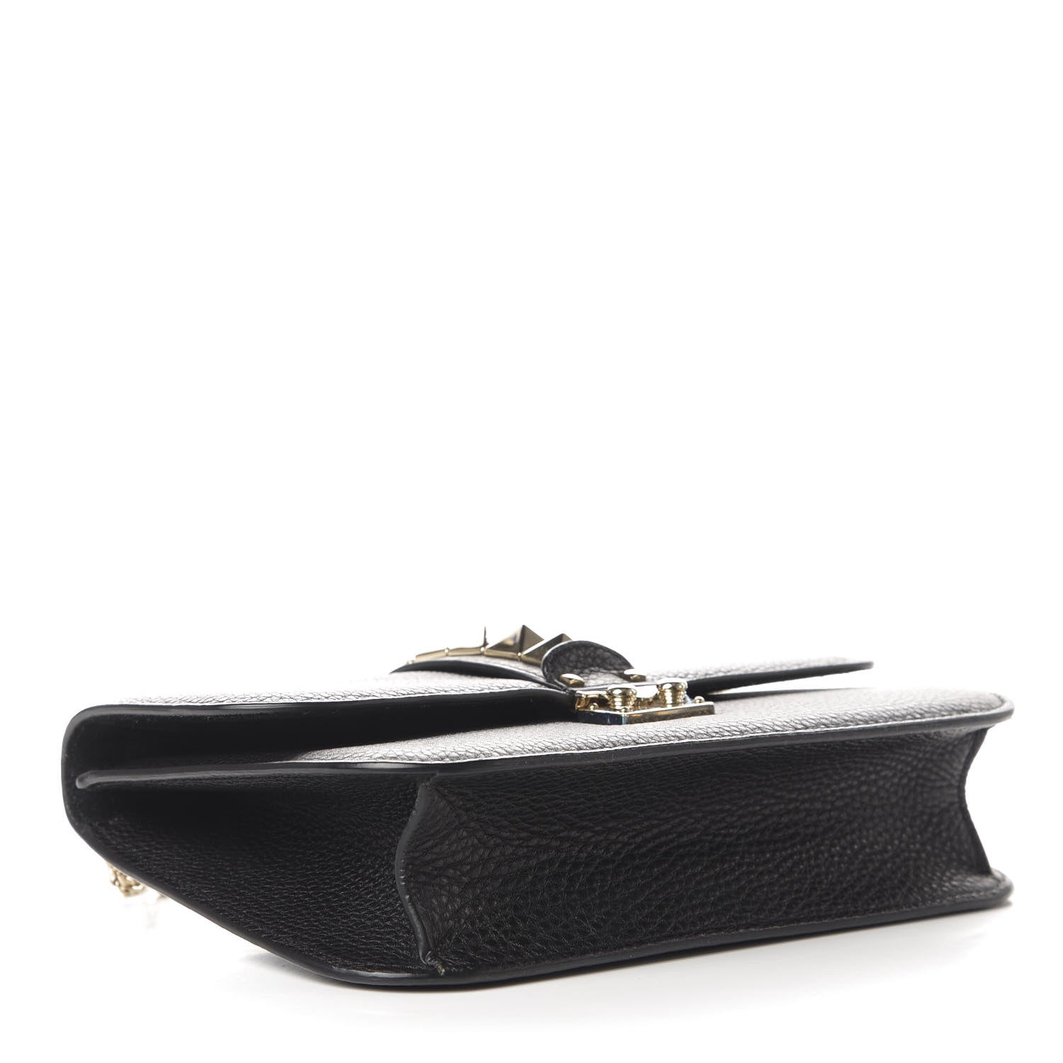 Valentino Garavani Pebbled Calfskin Medium Glam Lock Rockstud Flap Black 4 of 11