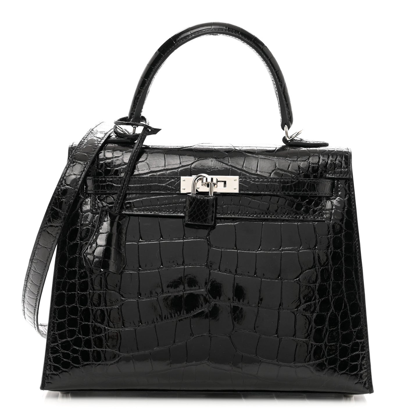 Shiny Alligator Kelly Sellier 25 Black
