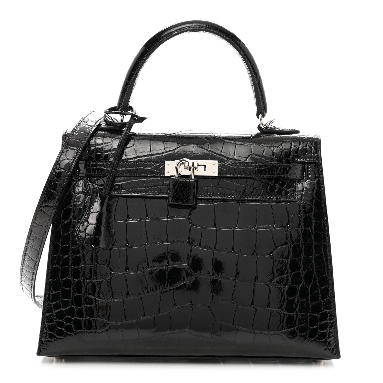 Hermes Shiny Alligator Kelly Sellier 25 Black 1 of 12