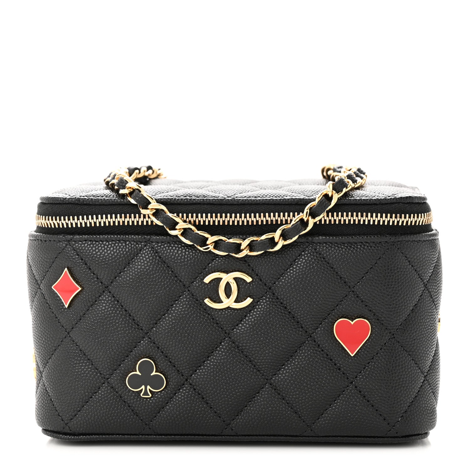 Chanel Caviar Quilted Enamel Coco Casino Small Vanity Case With Chain Black 1 of 10