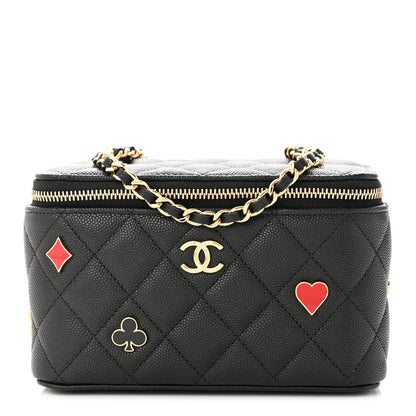 Chanel Caviar Quilted Enamel Coco Casino Small Vanity Case With Chain Black 1 of 10