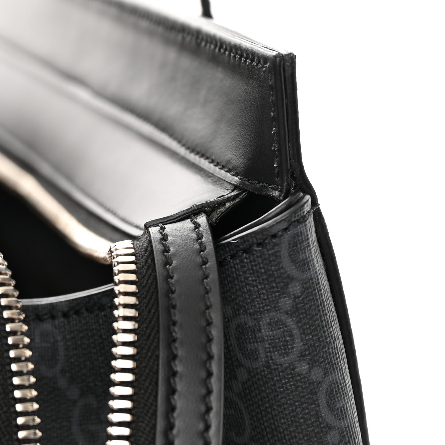GG Supreme Monogram Selleria Calfskin Medium Tote Bag Black