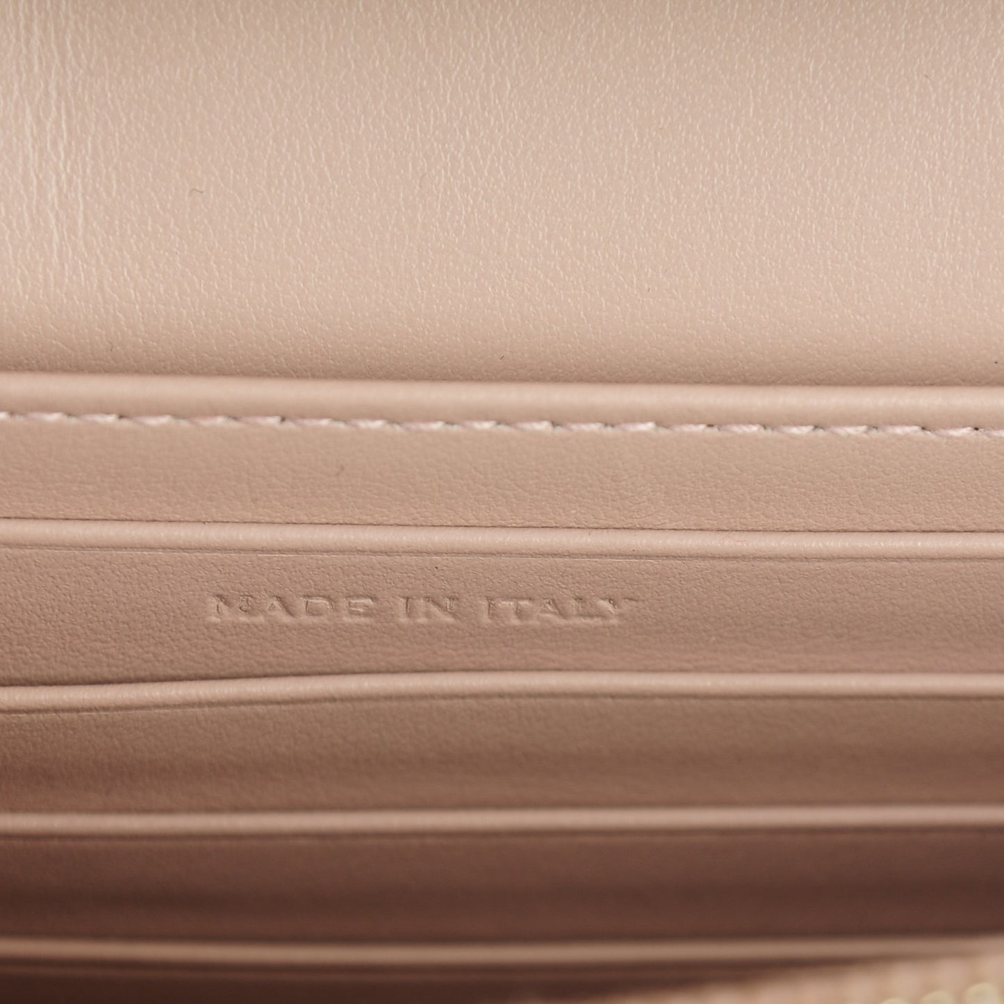 Calfskin Crocodile Embossed Monogram Sunset Chain Wallet Soft Nude