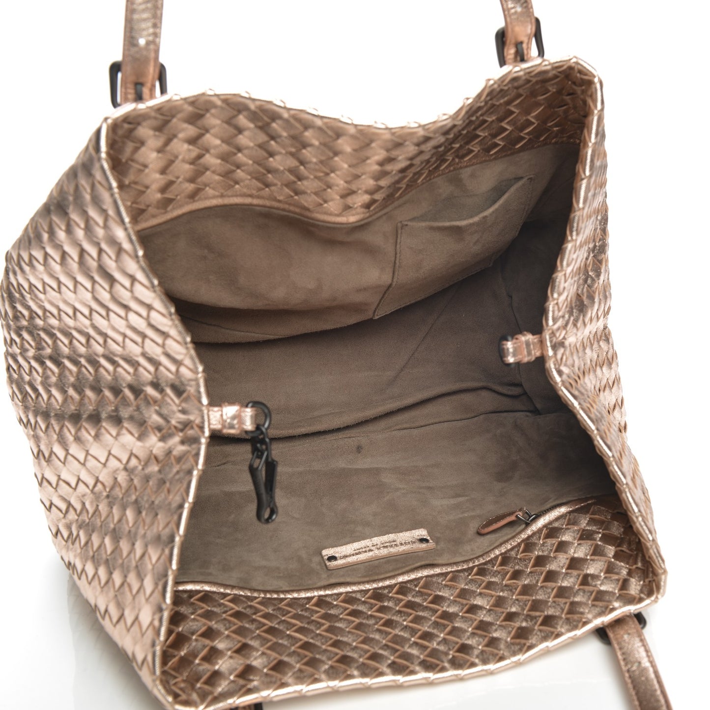 Metallic Grosgrain Intrecciato Medium A Shape Seamless Tote Rose Gold