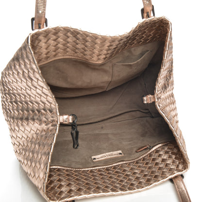 Bottega Veneta Metallic Grosgrain Intrecciato Medium A Shape Seamless Tote Rose Gold 5 of 9