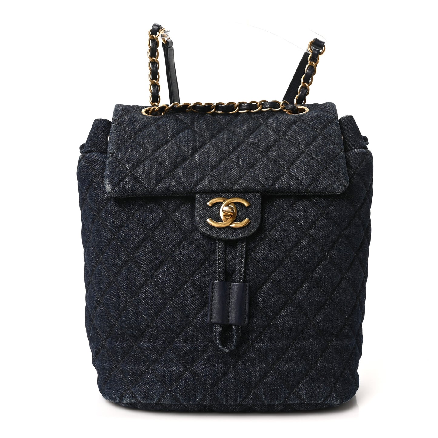 Washed Denim Quilted Small Urban Spirit Backpack Dark Blue