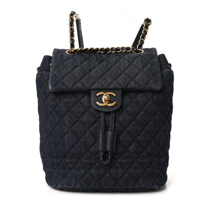 Chanel Washed Denim Quilted Small Urban Spirit Backpack Dark Blue 1 of 11