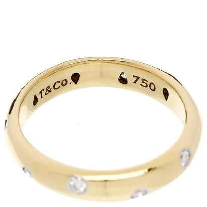 Tiffany 18K Yellow Gold Platinum Diamond 4mm Etoile Band Ring 54 7 4 of 5