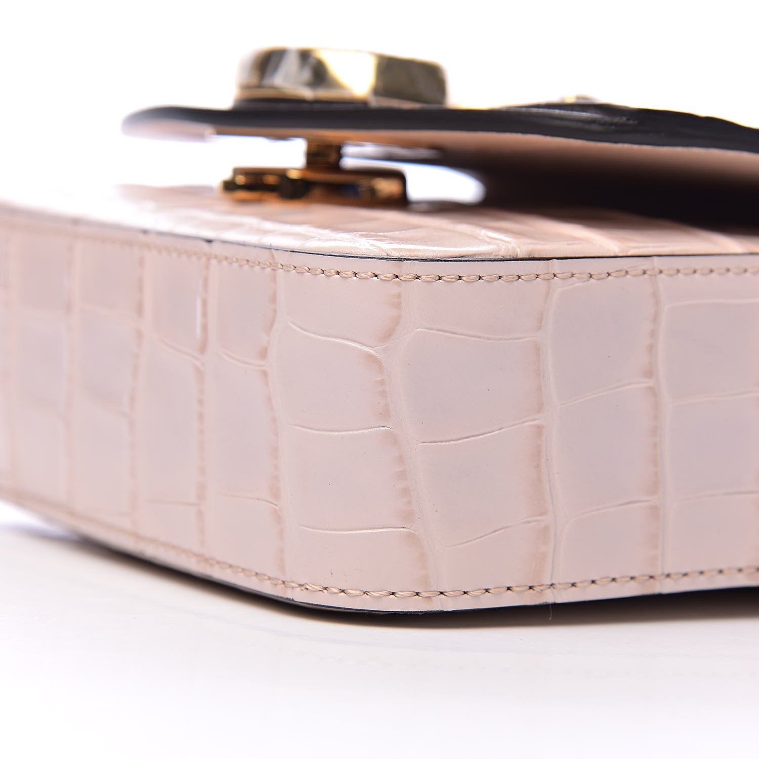 Chloe Calfskin Crocodile Embossed Mini C Double Carry Cement Pink 7 of 7