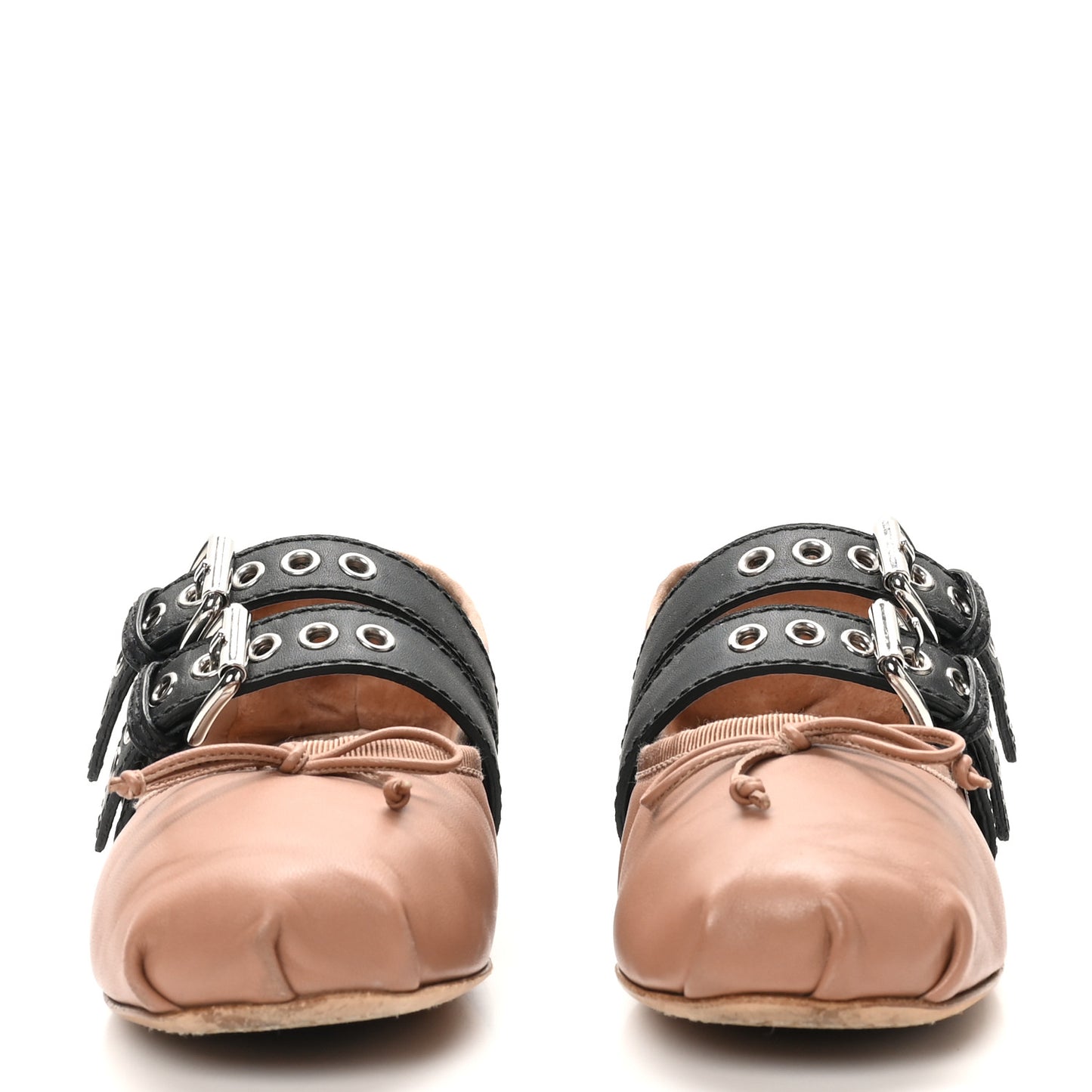 Nappa Double Buckle Ballerina Flats 39 Cammeo Black