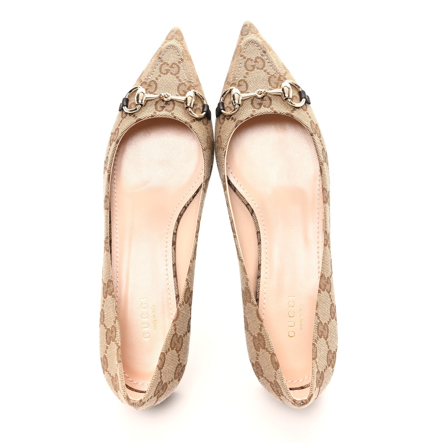 Monogram Horsebit Womens Werin Ballet Flat 39 Beige Ebony Cocoa