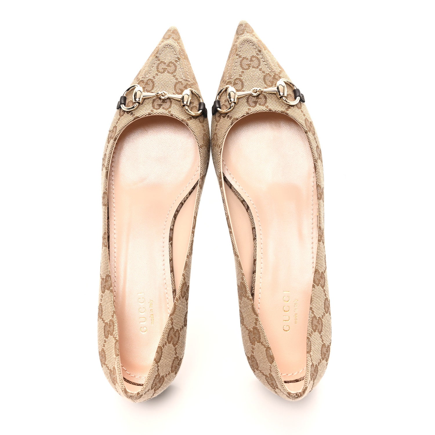 Gucci Monogram Horsebit Womens Werin Ballet Flat 39 Beige Ebony Cocoa 2 of 10