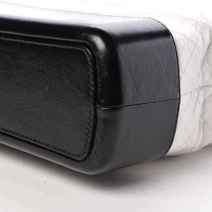 Chanel Aged Calfskin Quilted Maxi Gabrielle Hobo White Black 10 of 11