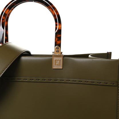 Fendi Vitello King Plexiglass Logo Embossed Medium Fendi Sunshine Shopper Tote Wood 11 of 13