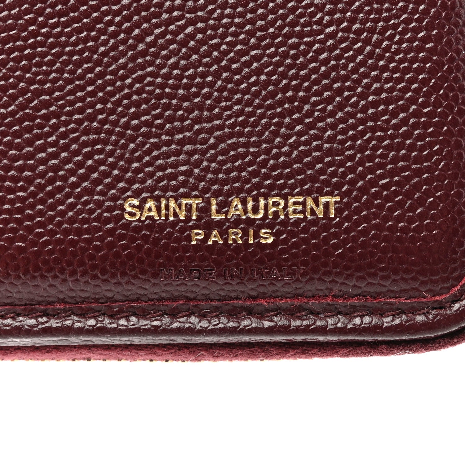 Saint Laurent Grain De Poudre Matelasse Chevron Monogram Compact Zip Around Wallet Bordeaux 7 of 10