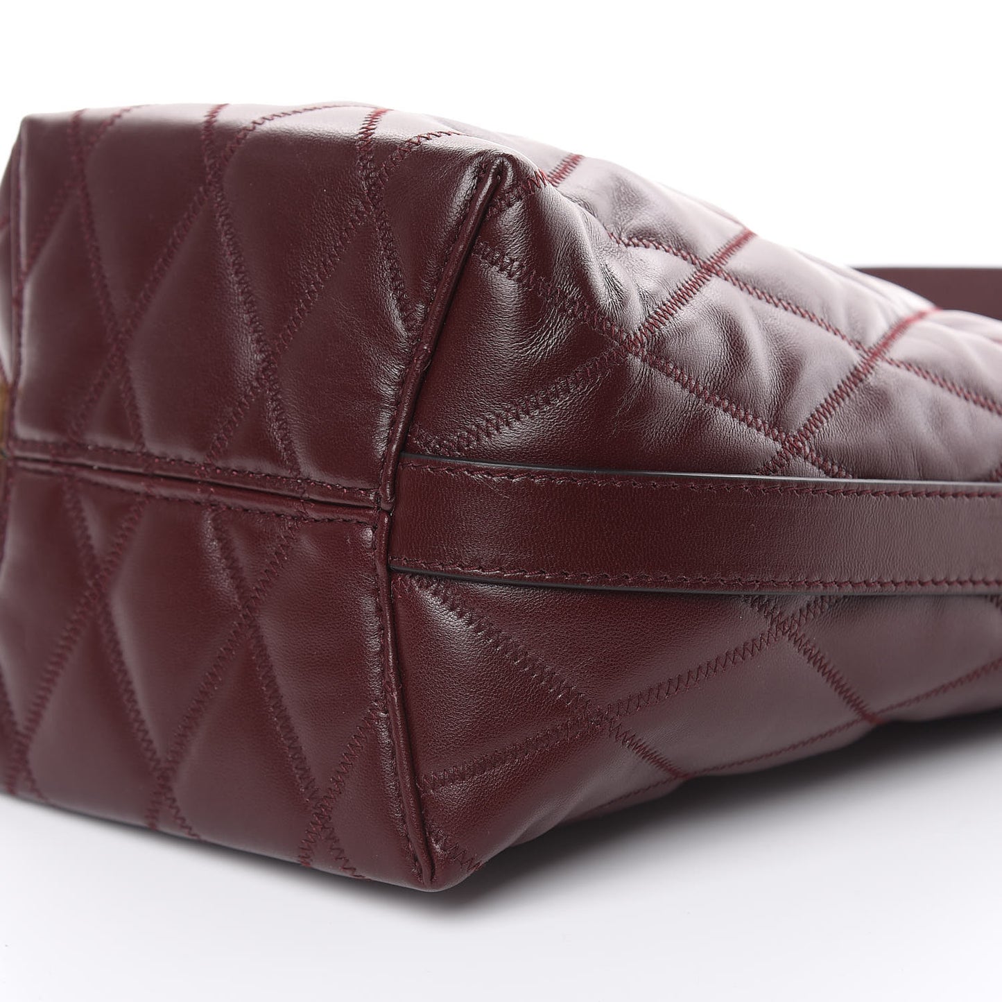 Lambskin Quilted Mini GV Bucket Bag Aubergine