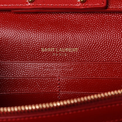 Saint Laurent Grain De Poudre Matelasse Chevron Monogram Chain Wallet Red 6 of 9