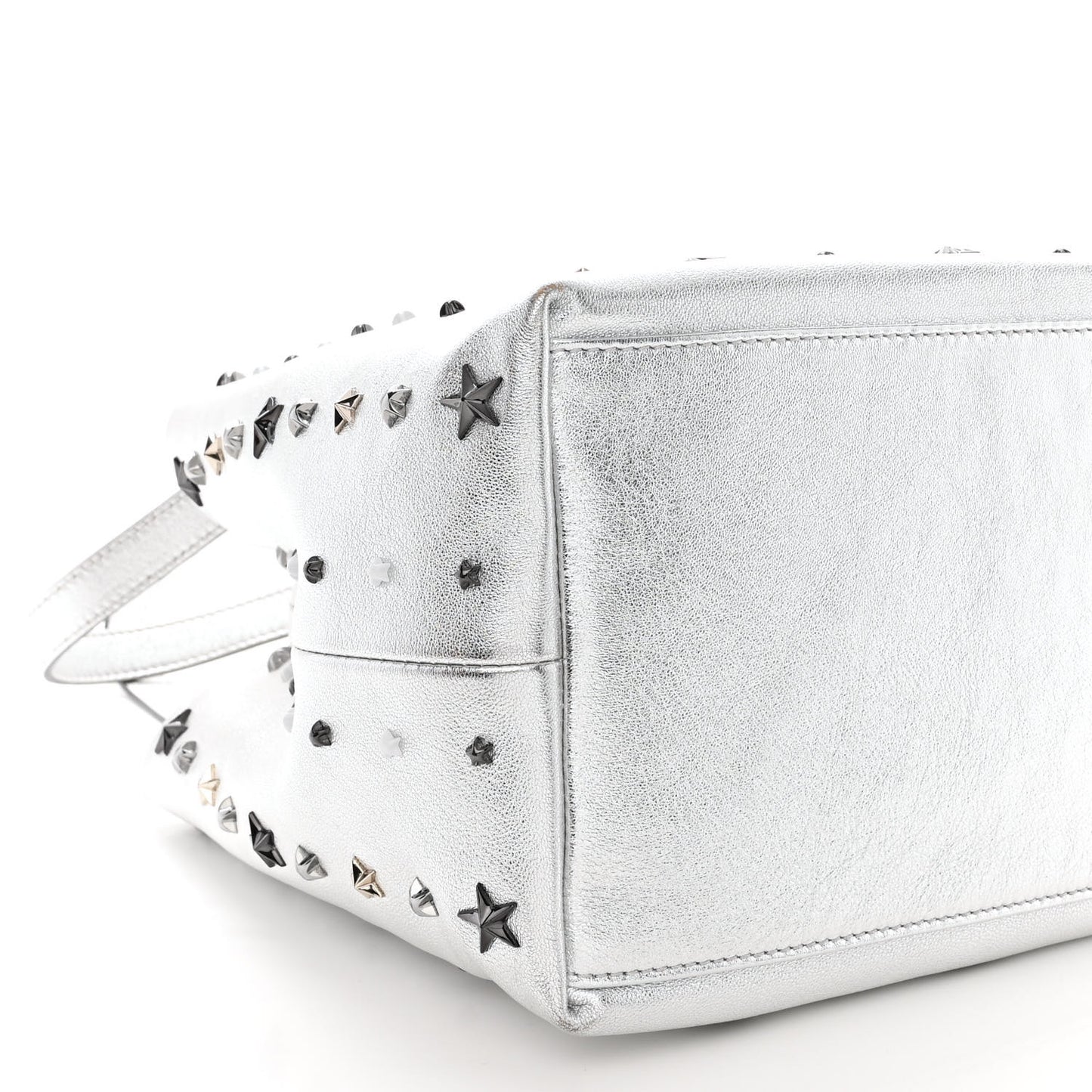 Metallic Nappa Small Star Studded Sofia Tote Silver Mix