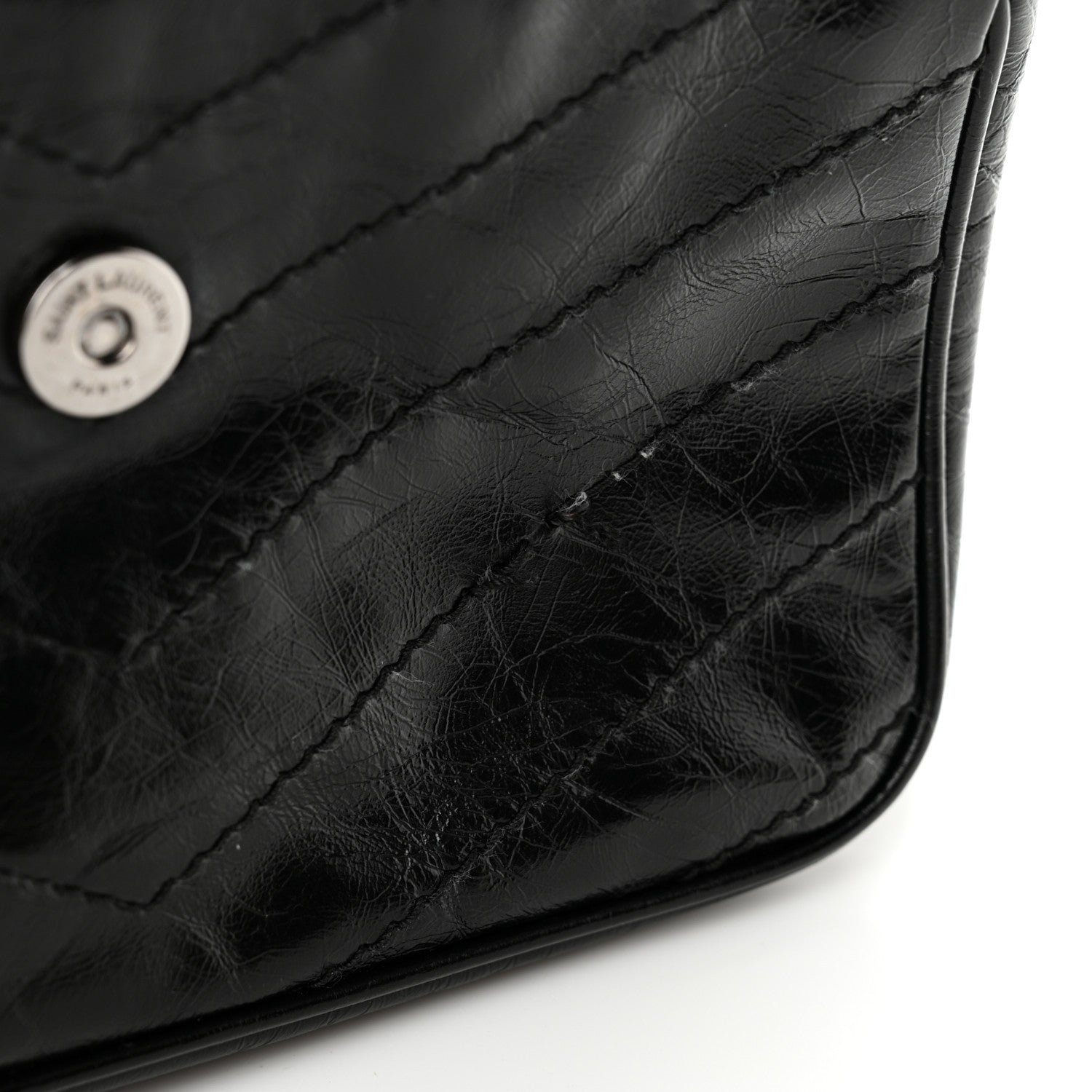 Saint Laurent Crinkled Calfskin Matelasse Monogram Medium Niki Chain Satchel Black 11 of 11