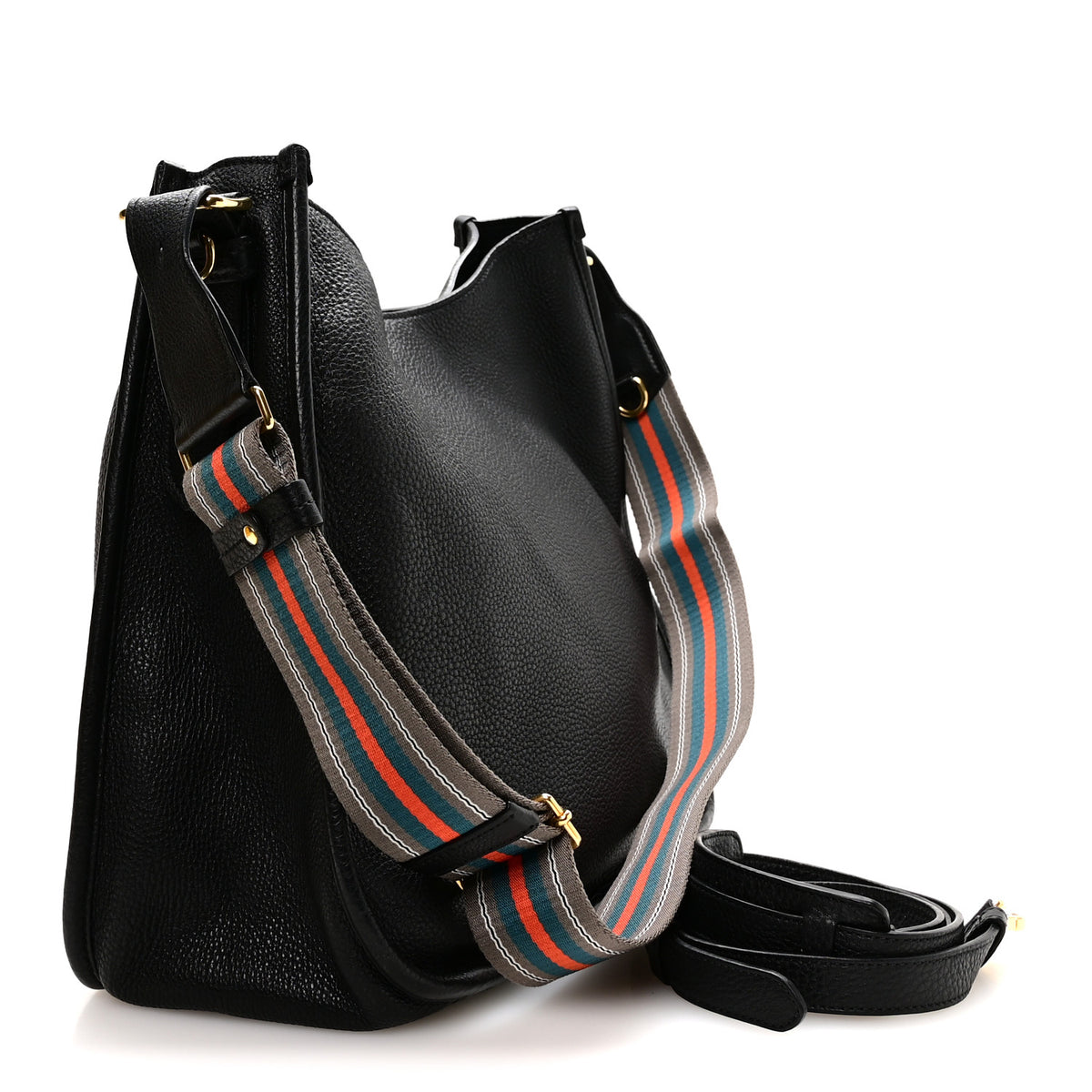 Prada Vitello Daino Hobo Messenger Bag Black 3 of 10