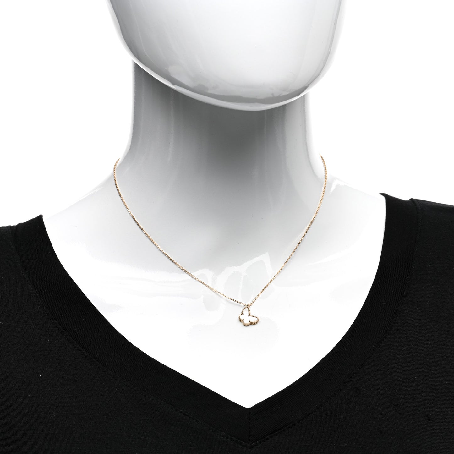 18K Yellow Gold Mother of Pearl Sweet Alhambra Butterfly Pendant Necklace