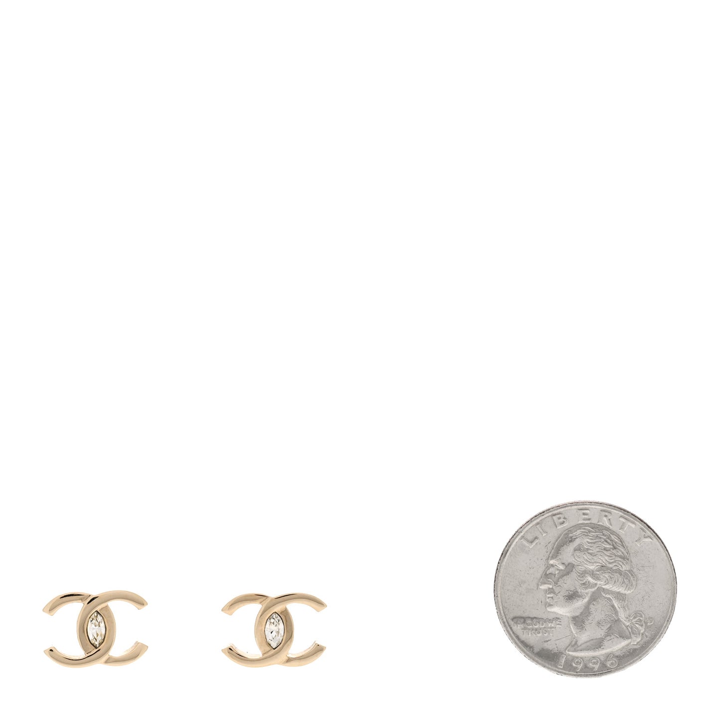 Crystal CC Large Stud Earrings Gold