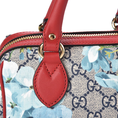 Gucci GG Supreme Monogram Blooms Mini Boston Navy Blue Hibiscus 10 of 10