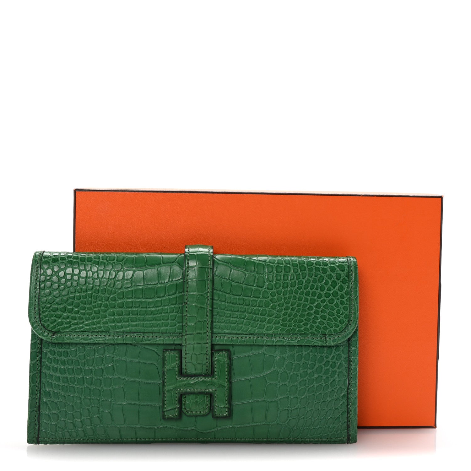 Hermes Matte Alligator Jige Duo Clutch Cactus 8 of 8