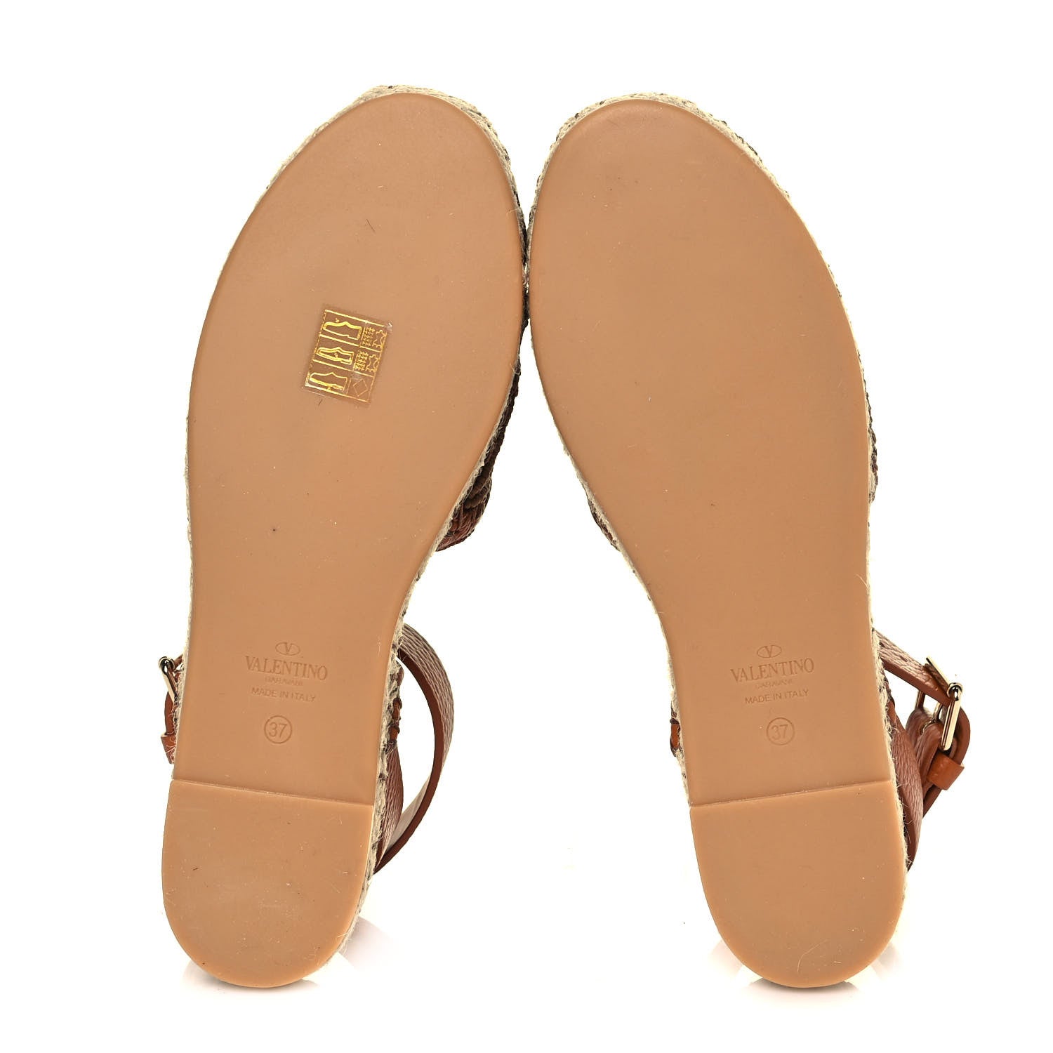 Valentino Garavani Calfskin Macrame Marrakech Ankle Strap Espadrilles 37 Brown 5 of 11