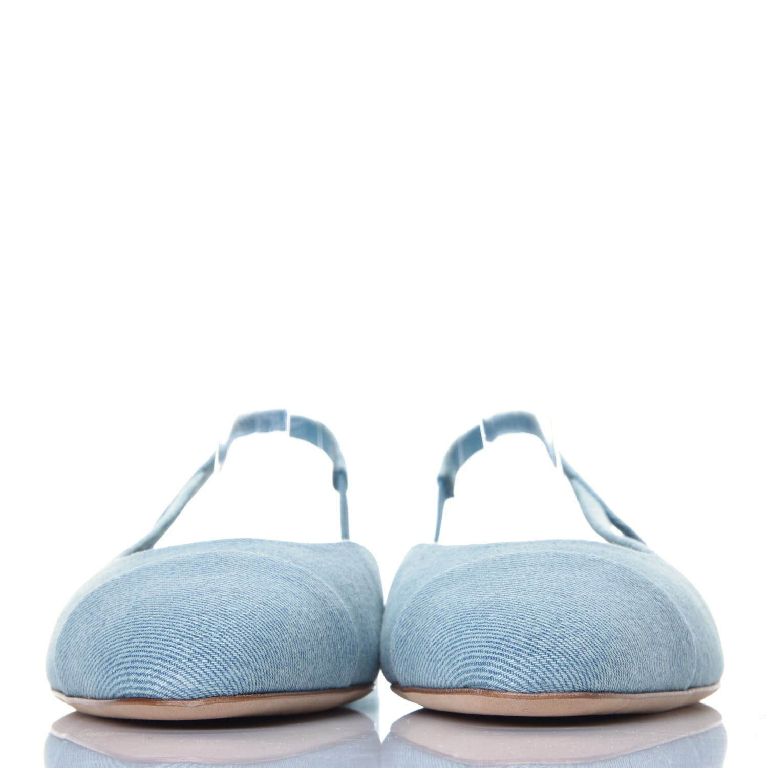 Chanel Denim Cap Toe CC Slingback Flats 40.5 Blue 2 of 8