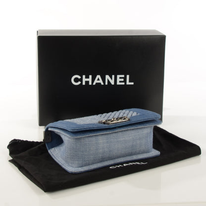 Chanel Denim Chevron Small Boy Flap Blue 6 of 12