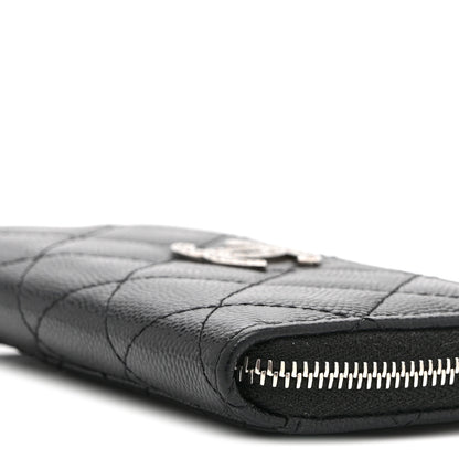 Chanel Caviar Quilted CC Logo Zip Around Card Holder Black 9 of 10