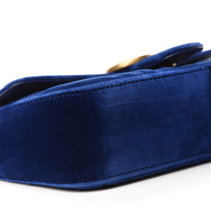 Gucci Velvet Matelasse Mini GG Marmont Shoulder Bag Cobalt Blue 6 of 10