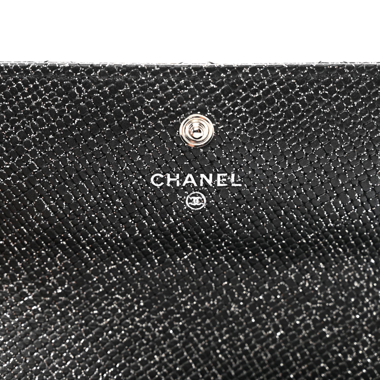 Chanel Glittered Calfskin Quilted Large Gusset Flap Wallet Dark Grey 7 of 8