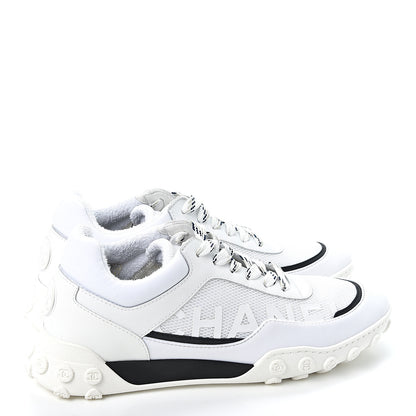 Chanel Calfskin Mesh Lycra Womens Logo Sneakers 38 White 4 of 9