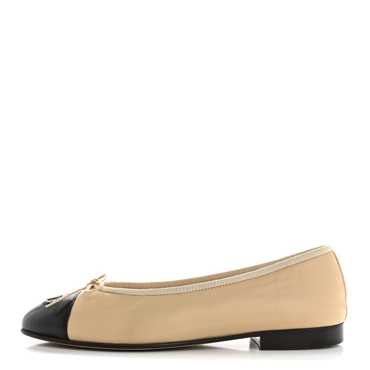 Lambskin Cap Toe CC Ballerina Flats 37 Beige Black