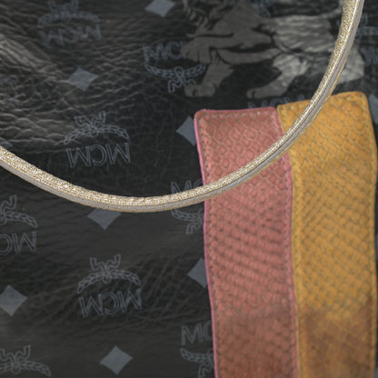 MCM Visetos Striped Munich Lion Tote Black 17 of 18