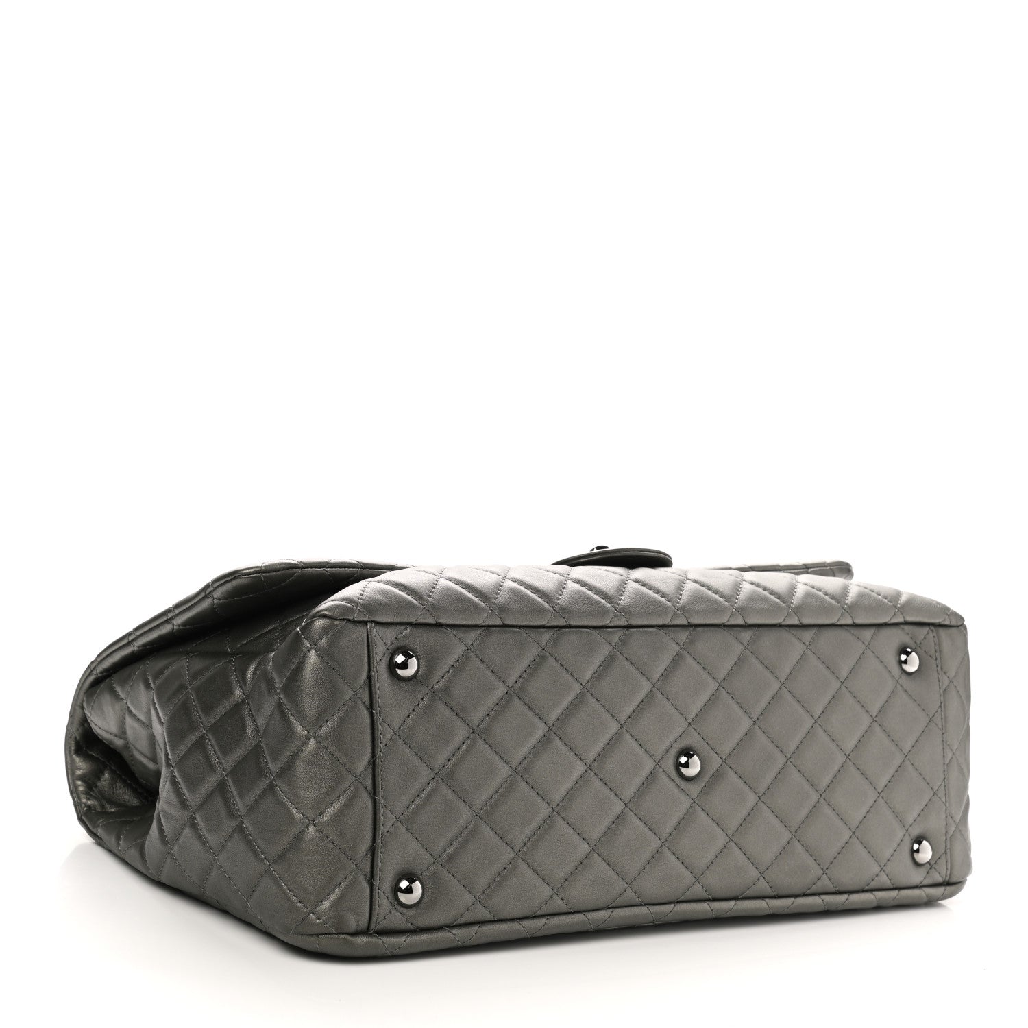 Chanel Metallic Calfskin Quilted XXL Travel Flap Bag Dark Silver 4 of 11