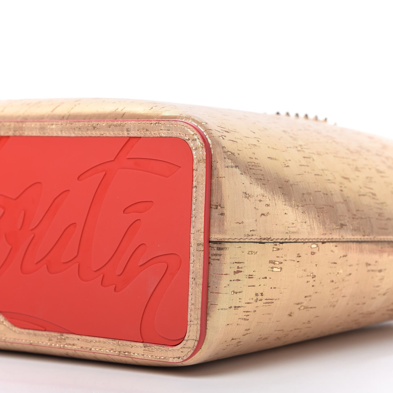 Christian Louboutin Calfskin Liege Pepite Cork Spikes East West Cabata Tote Snow 7 of 9