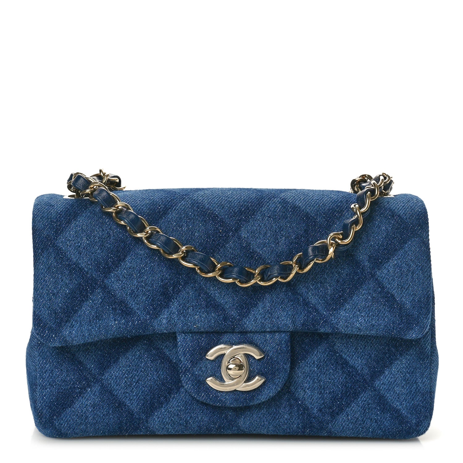 Chanel Printed Denim Quilted Mini Rectangular Flap Dark Blue 1 of 10