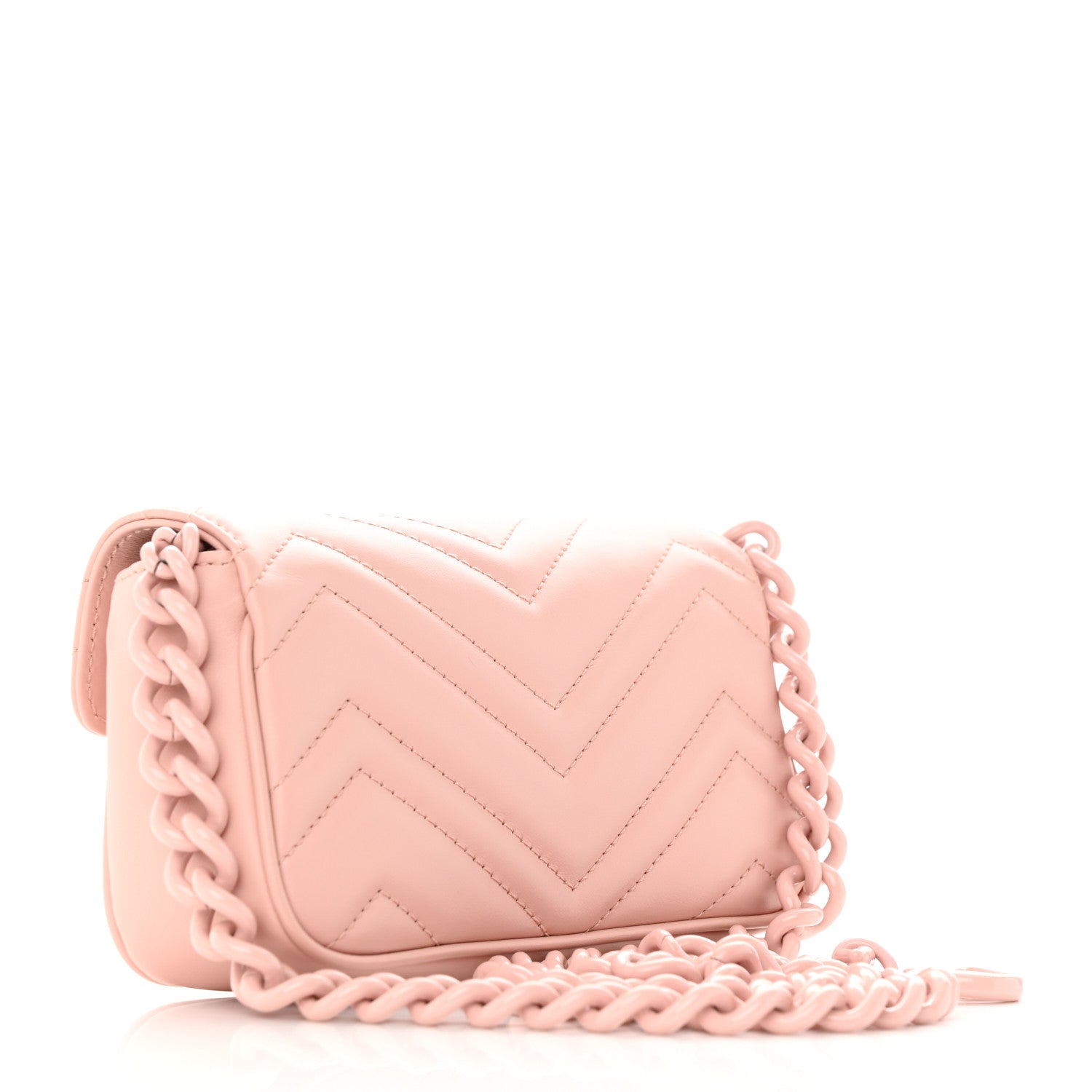 Gucci Calfskin Matelasse Monochrome GG Marmont Chain Belt Bag Perfect Pink 3 of 11