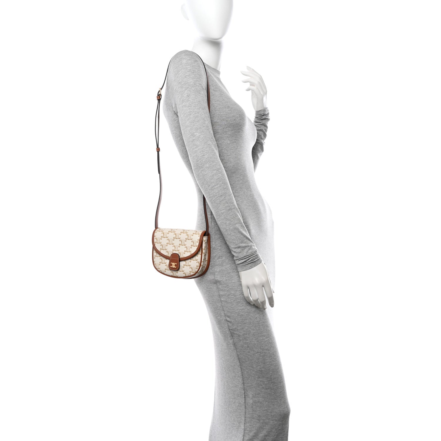 Celine Triomphe Canvas Calfskin Mini Besace Bag White 2 of 9