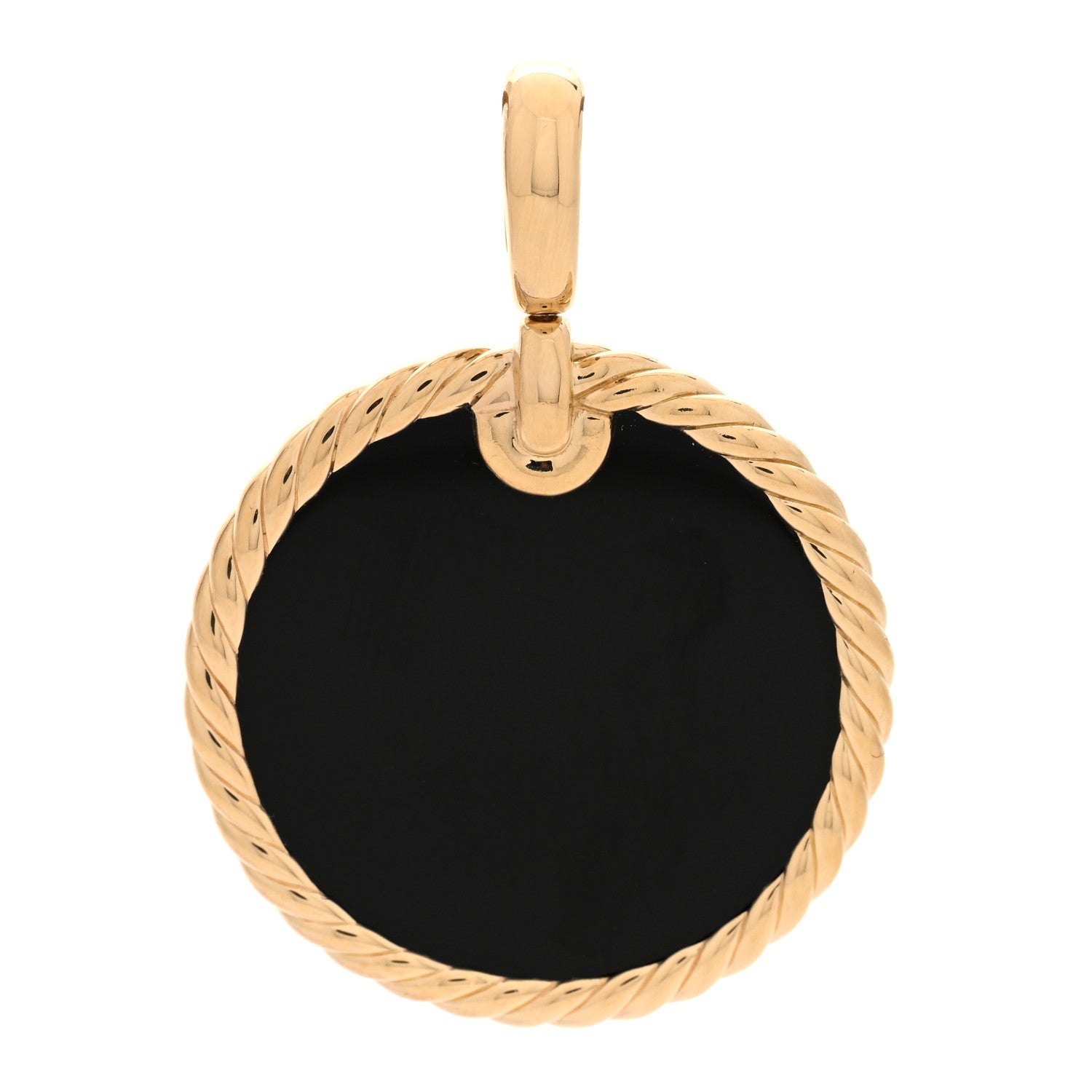 David Yurman 18K Yellow Gold Black Elements Disc Pendant 1 of 4