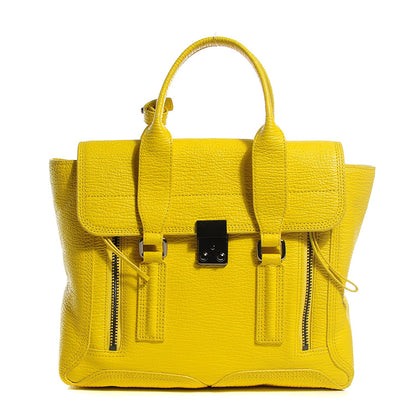 3.1 Phillip Lim 3.1 Textured Calfskin Medium Pashli Satchel Electric Yellow 1 of 11