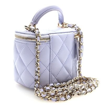 Chanel Lambskin Quilted Top Handle Mini Vanity Case With Chain Light Purple 2 of 11