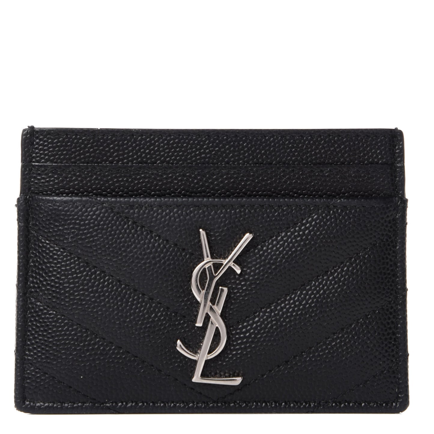 Grain De Poudre Matelasse Chevron Monogram Credit Card Case Black